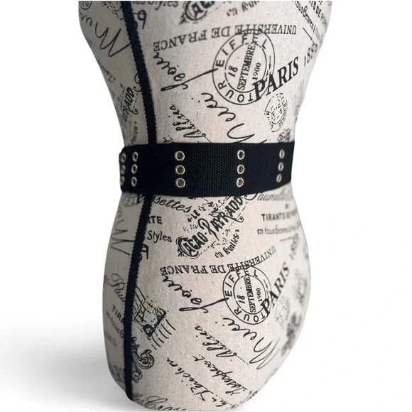 Wide Black Canvas Silver Grommet Belt – Industrial Statement Belt - Picture 2 of 4